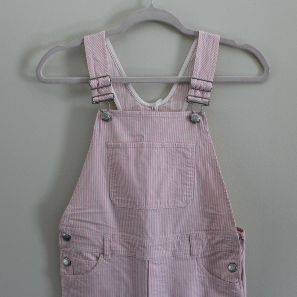 Nwt Bonpoint Country Overalls Stretch Cotton Pink White Stripe 12 — image 2 of 8